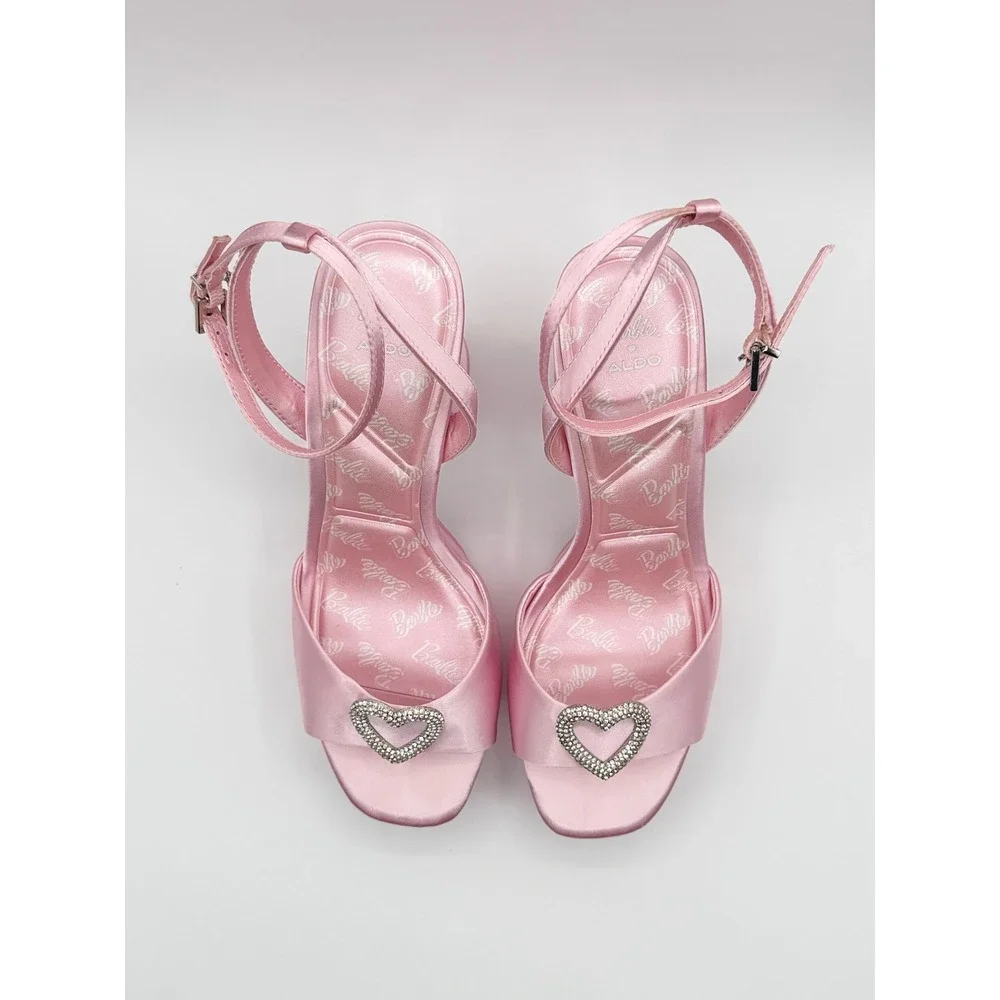 Barbie x Aldo Pink Satin Platform Sandals Heels Y2K Barbiecore Coquette (9)